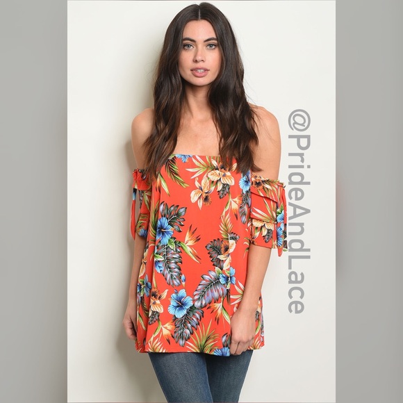 Pride&Lace Tops - LAST 2️⃣ ❤️Red Floral Off The Shoulder Top❤️
